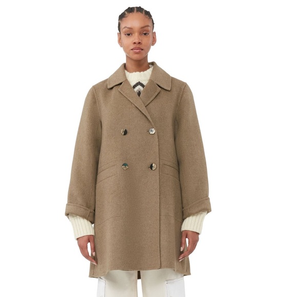 Ganni Women's Wool Midi Pea Coat - Picture 1 of 7